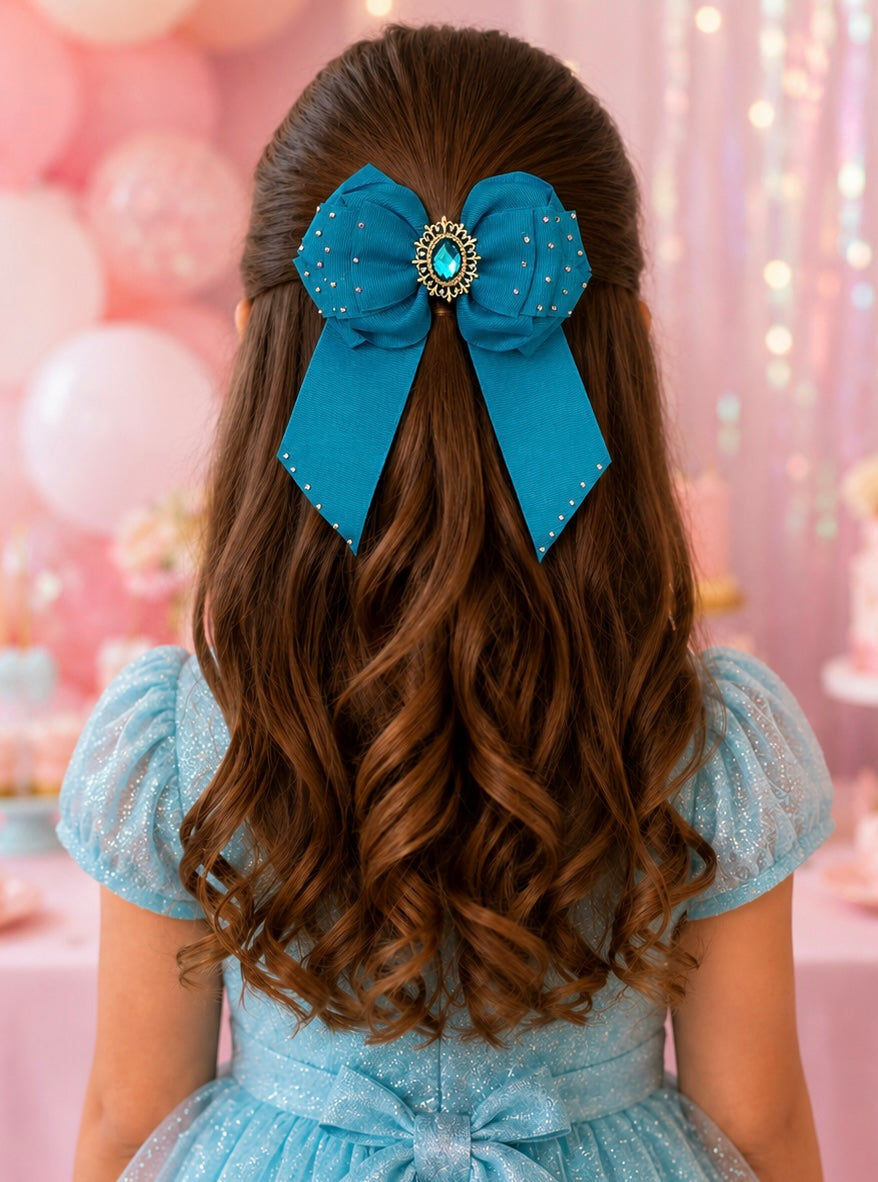 Jewel Tail Bow β Teal Blue