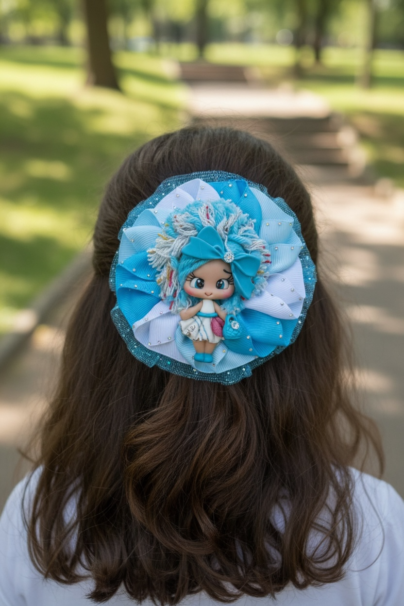 Azul Cielo Little Doll Bow