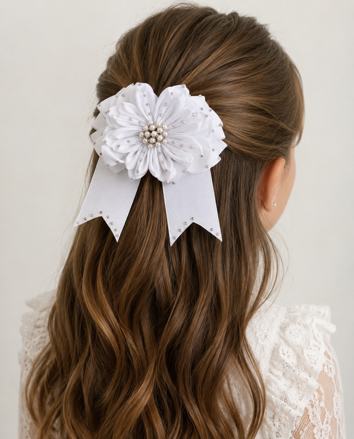 White Pearl Blossom Bow