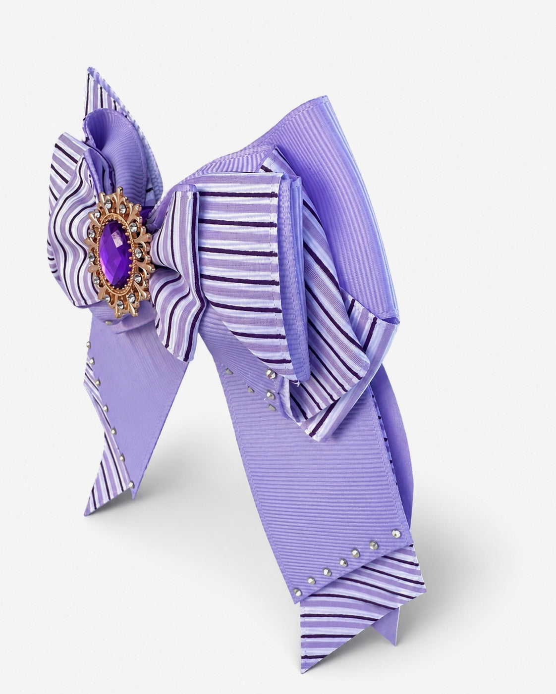 Jewel Tail Bow – Lavender Stripe