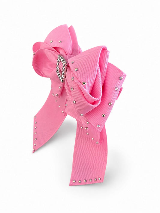 Crystal Long Tail Bow – Blush Pink