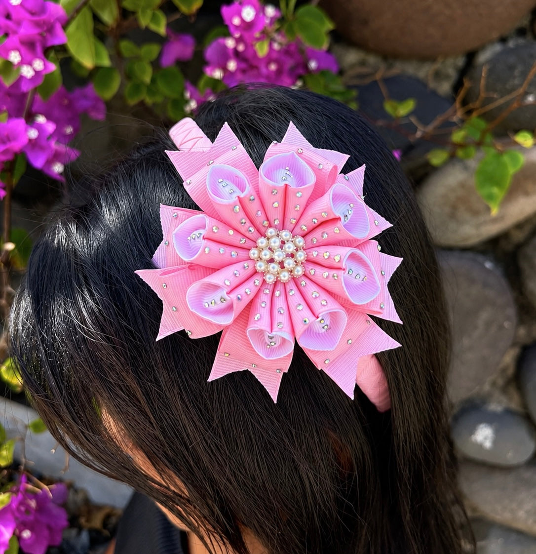 Pink Pearl Blossom Headband