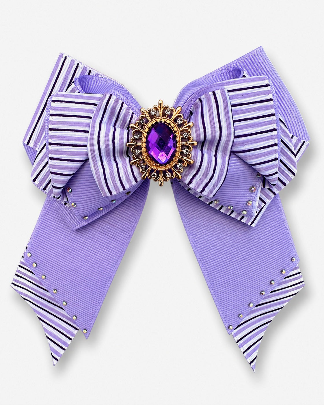 Jewel Tail Bow – Lavender Stripe