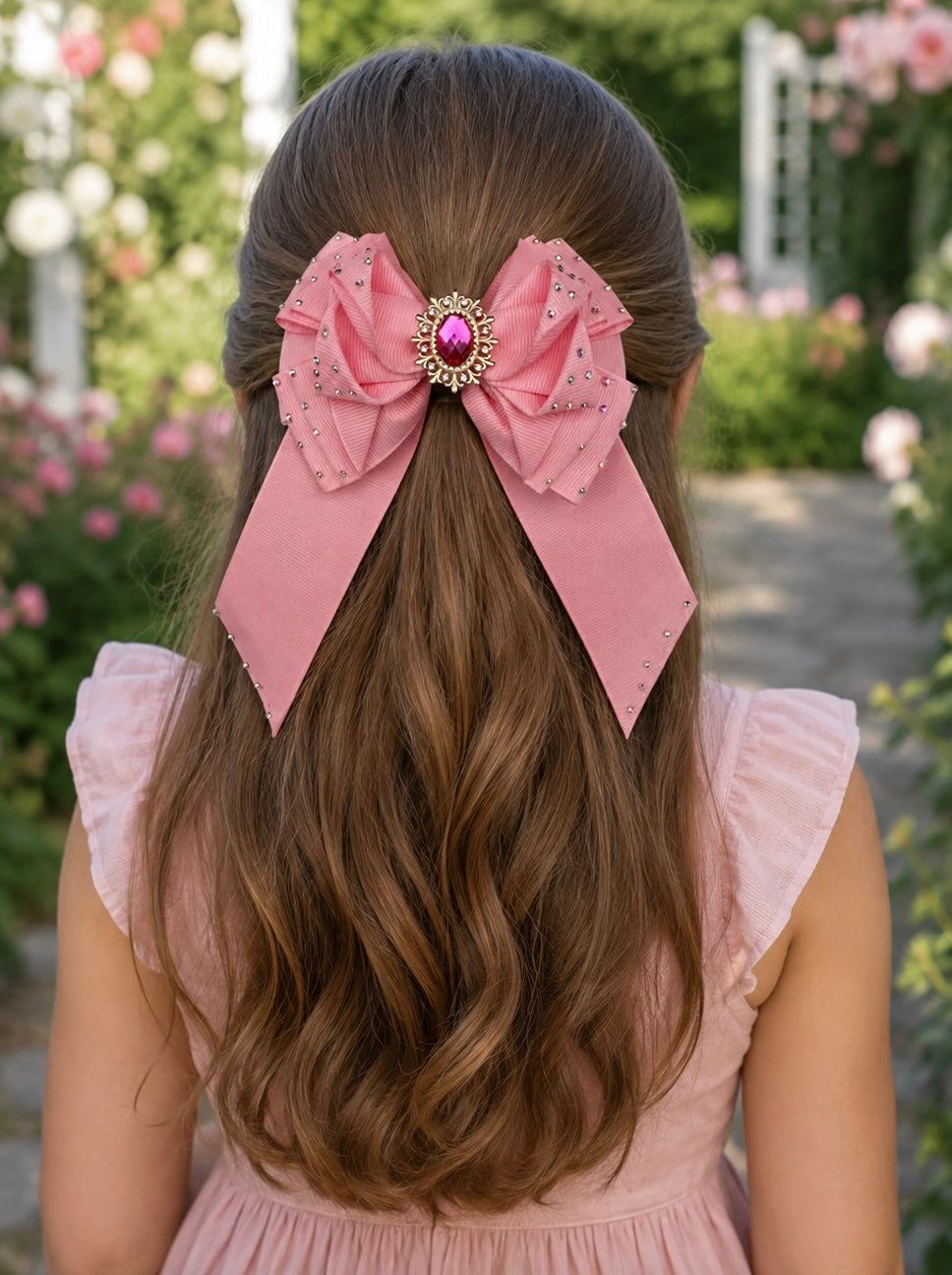 Jewel Tail Bow – Pastel Pink