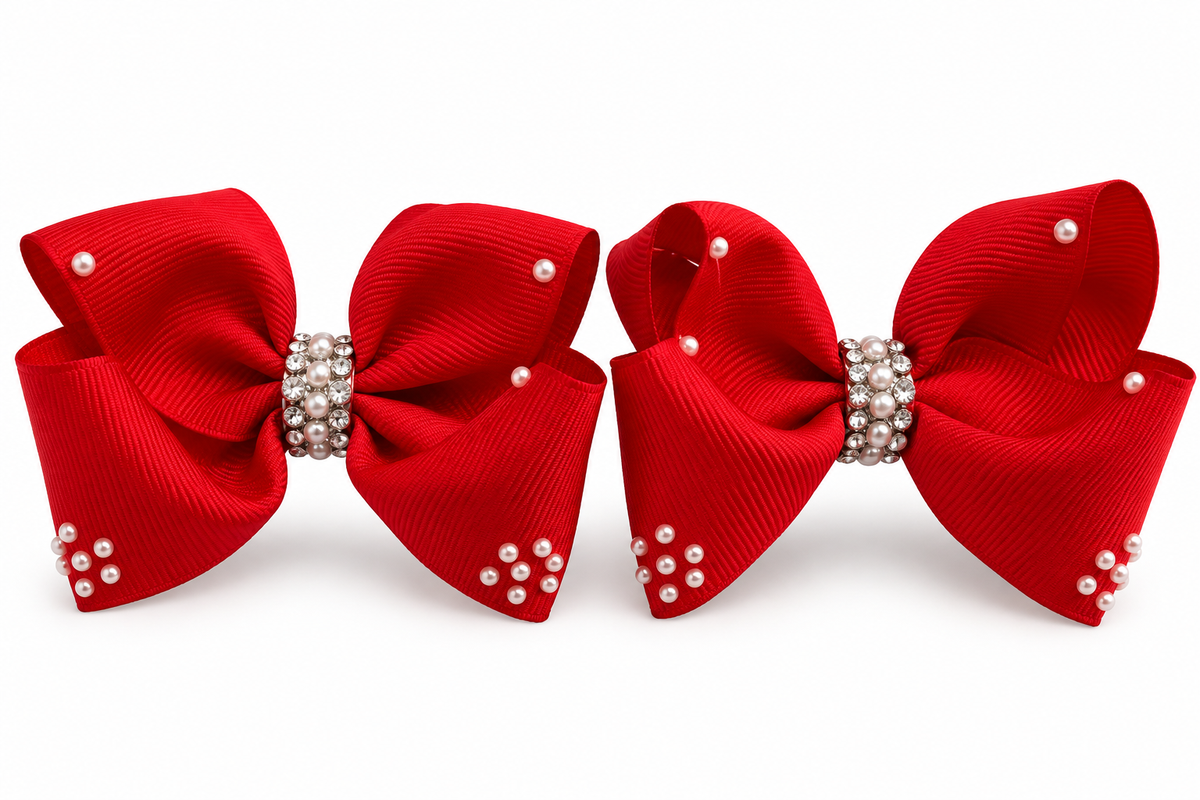 Red Pearl Bow Pair