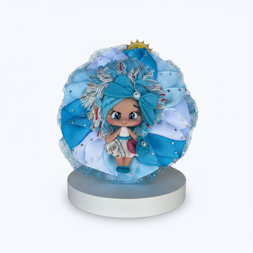 Aqua doll kanzashi front - white pedestal
