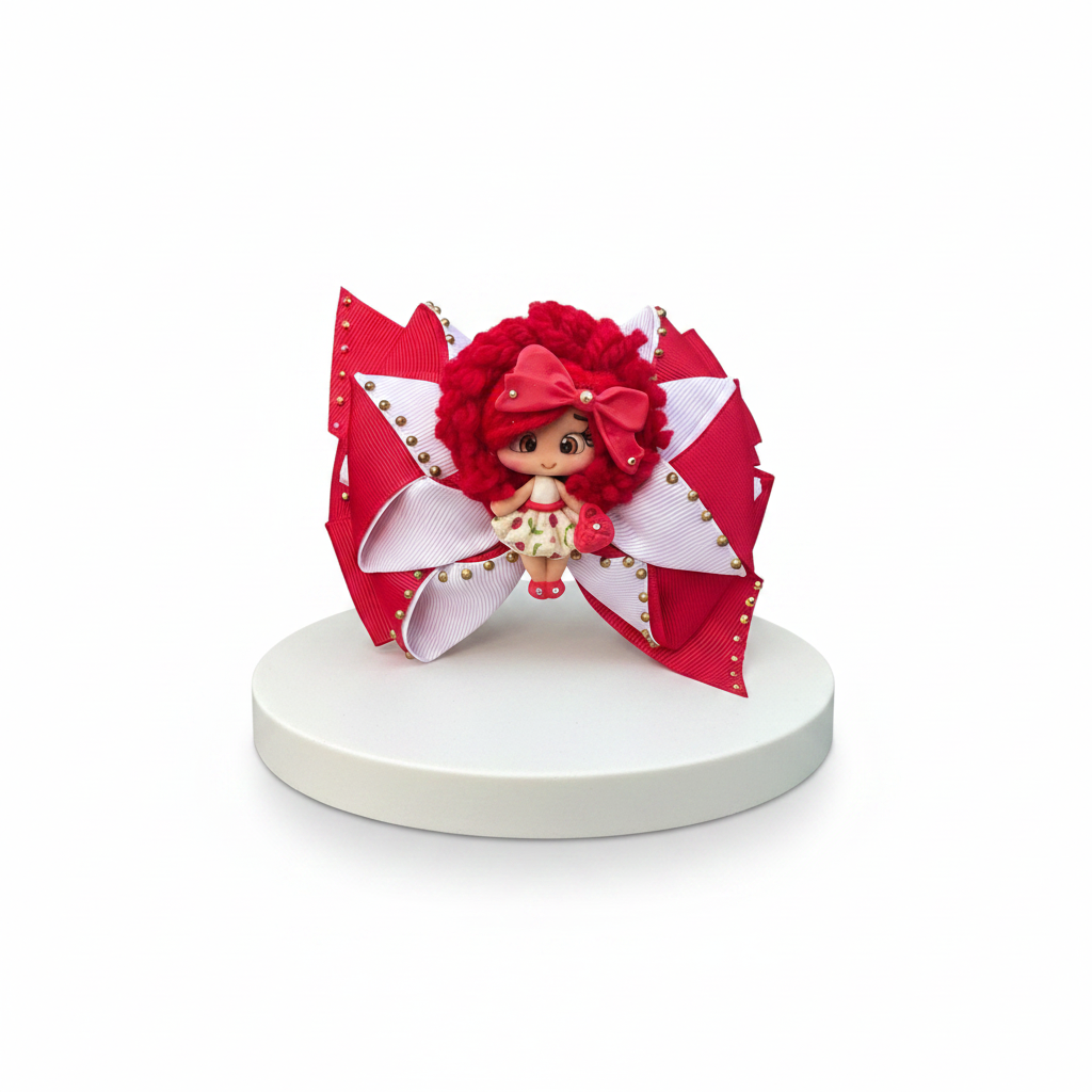 Strawberry Shortcake bow front - white pedestal